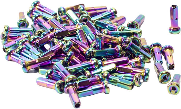 SAN PEN BMX OIL SLICK (RAINBOW) SPOKE NIPPLES